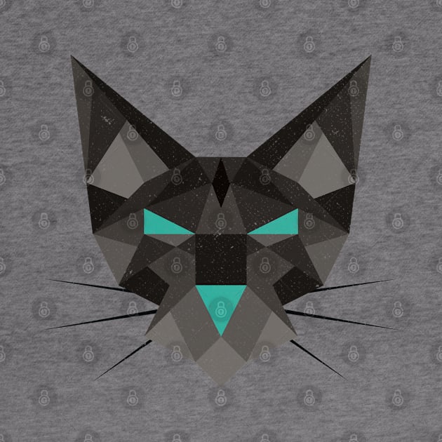 Geometric Polygonal Black Cat by Commykaze